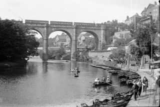 Old Negative.  A View Of The Punts On The River By Knaresborough Bridge.  C1910