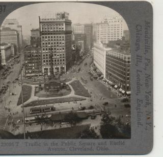 Trolley Public Square Euclid Ave Cleveland Oh Keystone Stereoview C1900