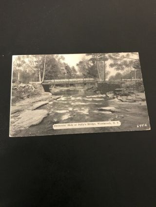 Vintage Photo Postcard 1939 Swimming Hole Sully Bridge Woodstock York