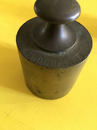 Vintage European Brass Balance Scale Weight 1 Kilogramme Marked With Rare Stamps