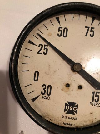 Pressure Vacuum Gauge US Gauge Co USG Vintage 10948 - 1 5