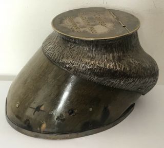 Antique Horse Hoof Inkwell With Silver Plate Mounts.  - 1900 Calcutta Cowboy