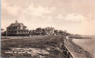 Connecticut Postcard Old Saybrook Conn Ct Fenwick Old Houses Along Shore Water