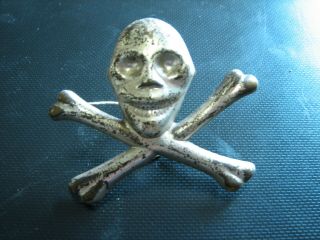 Antique Ioof Odd Fellows Metal Skull & Crossbones Emblem