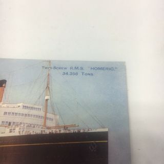 Vintage Boat Ship White Star Line RMS Homeric Postcard Old Card PC Titanic Line 2