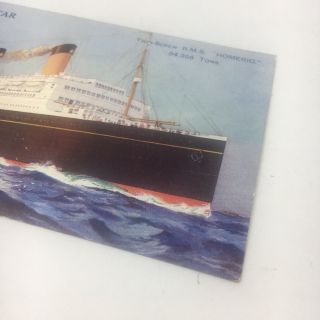 Vintage Boat Ship White Star Line RMS Homeric Postcard Old Card PC Titanic Line 4