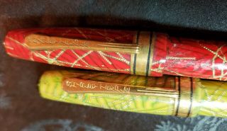 TWO VERY RARE Vintage 30 ' s Shirley Temple Fountain Pens - One Red & One Gold 4