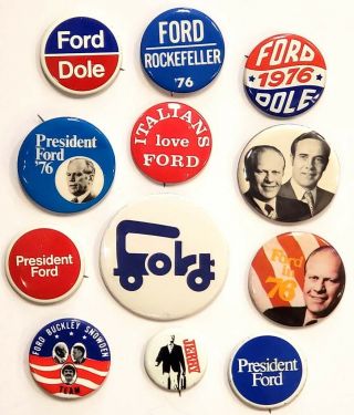 Gerald Ford Set Of 12 Different Buttons & Pins