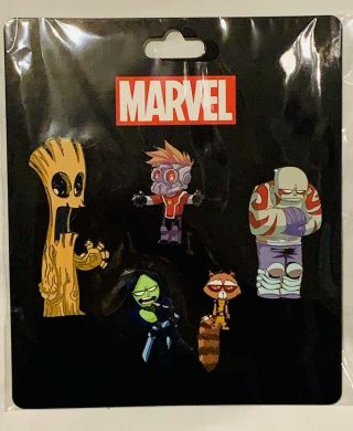 Marvel Skottie Young Guardians Of Galaxy 5 Pin Set 2019 Sdcc Comic Con In Hand