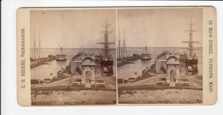 C.  H.  Rogers Stereoview Harbor View Plymouth