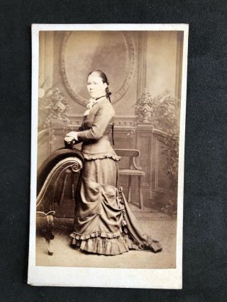Victorian Carte De Visite Cdv: Lady Full Length Backing Card: R Hellis