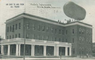 Red Oak Ia – Hotel Johnson (air Ship To And From All Trains) With People On Roof