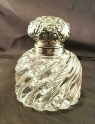 Sterling Silver And Glass Inkwell (huge)