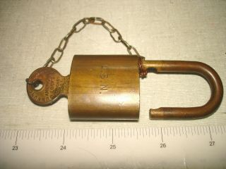 Vintage American Lock Co - U.  S.  N.  Us Navy Solid Brass Padlock With Key