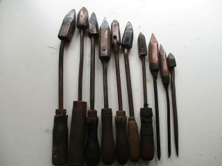 An Assortment Of 10 Antique/primitive/vintage Soldering Irons.