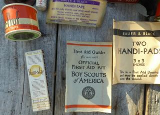 VINTAGE 1930 ' S BOY SCOUTS OF AMERICA SCOUT FIRST AID KIT w/ CONTENTS 5