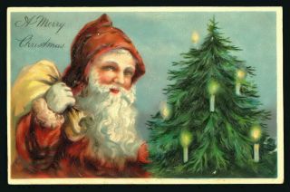 Vintage Santa Postcard 1900s A Merry Christmas Germany