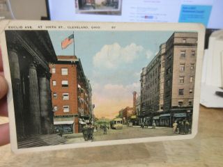 Vintage Old Ohio Postcard Cleveland Euclid Avenue At 105th Street Cigar Stores