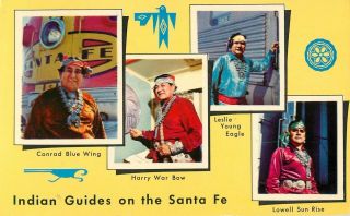 1955 Indian Guides On The Santa Fe Chief/el Capitan,  Mexico Postcard