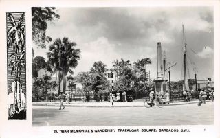 Barbados,  Trafalgar Square,  War Memorial,  Gardens,  People Real Photo Pc C 1940 