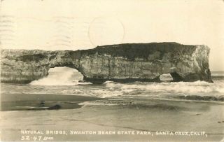 1947 Natural Bridge,  Swanton Beach Santa Cruz,  California Real Photo Postcard