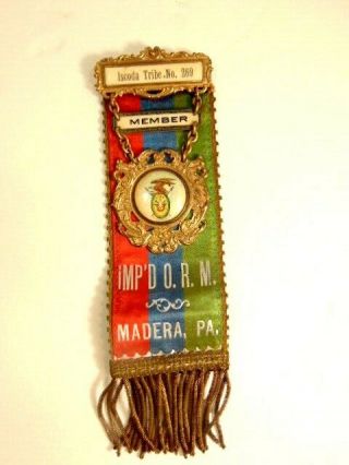 Vintage Improved Order Of Red Men,  Iscoda Tribe 269,  Madera,  Pa Membership Badge