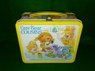 Vintage 1985 Metal Yellow Care Bear Cousins Care Bears Lunch Box Aladdin