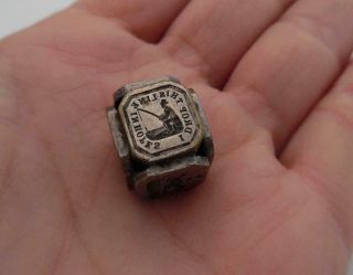 Unusual 6 Sided Silver Plated Antique Victorian Wax Letter Seal (F15 3