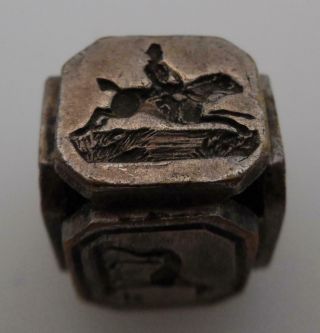 Unusual 6 Sided Silver Plated Antique Victorian Wax Letter Seal (F15 6
