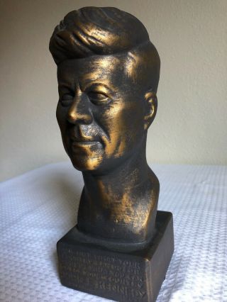 JFK Bust.  John F.  Kennedy Statue.  Vnt 1963 President - “Ask Not What.  Speech. 3