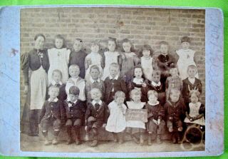 Old Antique Victorian Real Photo Cabinet Photo Of Tydd St Mary Infants Class
