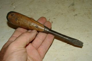 Estate Old Vintage Antique Perfect Wood Handle Woodworking Screwdriver Tool