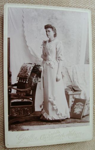 Cabinet Photo Young Woman In Pretty Dress Next To Cram 