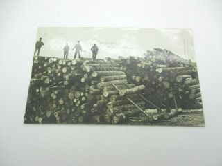 1908 Rppc Lumbering Scene Decking The Logs J.  M.  Colby Wausau,  Wi Estate Buy Nr