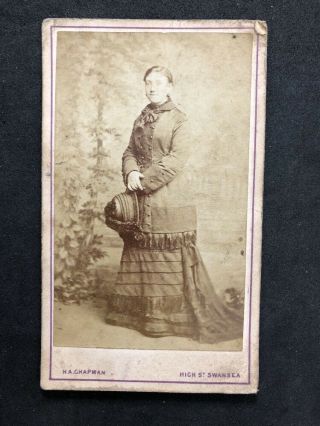 Victorian Carte De Visite Cdv Lady Chapman: Swansea: Unusual Style Hat Explorer