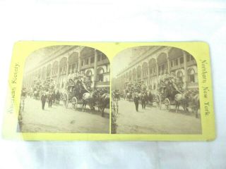 Antique (pre 1940) Stereoview Horse Drawn Stage Coaches At Lake George,  York