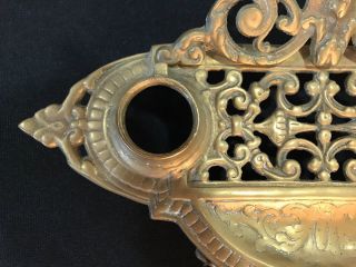 Antique Vintage Art Nouveau Bronze Brass Double Ink Well Pen Tray Oscar Bach ? 6