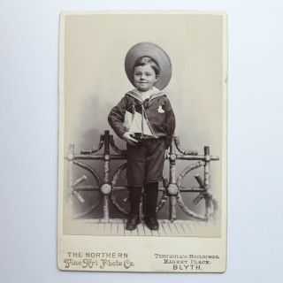 Cdv Cabinet Card - Sailor Boy With Toy Yacht / Boat,  Smart Outfit.