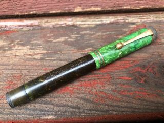 Vintage Parker Green Jade Fountain Pen Duofold Jr 4.  5 " Split Nib