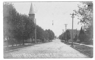 In Berne Indiana West Main St Looking East Real Photo Postcard Rppc Very Good