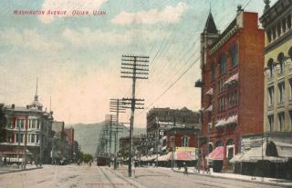 Ogden,  Utah,  Washington Street,  Trolley Car,  Weber County,  C1909
