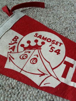 Vtg Camp Tesomas Smiley Tent Flag Samoset Council Boy Scouts Of America Pennant