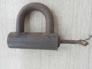 Vintage Antique Poyo Padlock Cylinder Lock,  With Key,  Will Not Open