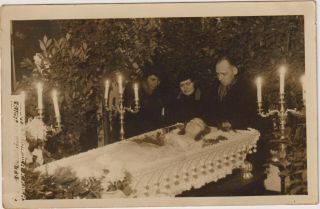 Post Mortem.  Women In Coffin.  Vintage Photo 1937