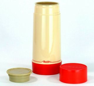 Vintage Aladdin Thermos Wide Mouth Quart Hot Cold Cup Soup Coffee Lunch Red Tan