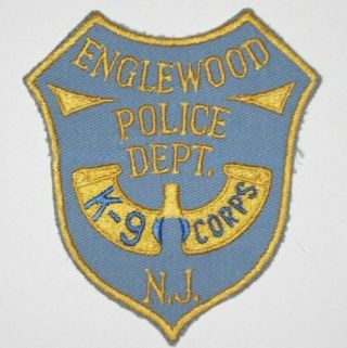 Old Vintage Englewood Police Patch K - 9 Corps Nj Jersey Canine Dog Unit