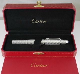 Cartier Diabolo Platinum Plated Chevron Rollerball Pen