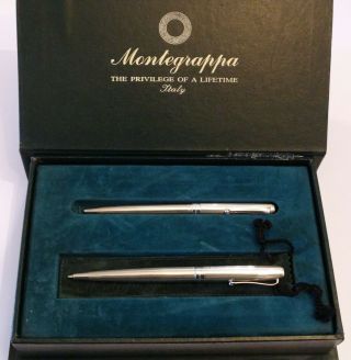 Montegrappa Sterling Silver 925 Ballpoint Pen & Mechanical Pencil Set -