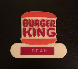 Vintage 1980s Burger King Name Tag Pinback - Rare
