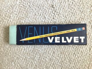 Box Of 11 Vintage Venus Velvet No.  1 Pencils World War Ii Era Plastic Ferrules